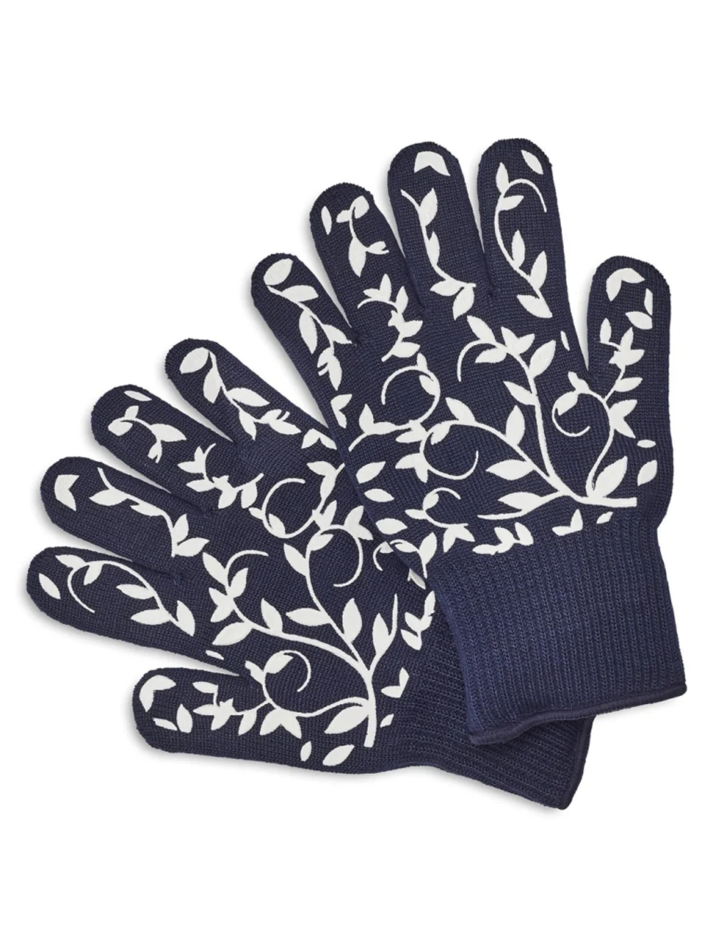 New Sur La Table Navy Floral Vine Oven Mitts Gloves